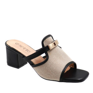 Ladies Block Heel Slide - Black