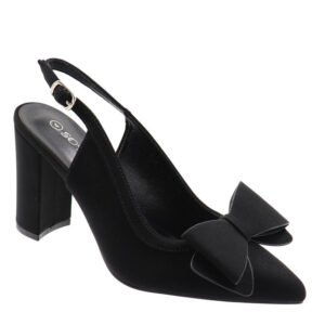 Ladies Bow Sling Back Court Heel Black