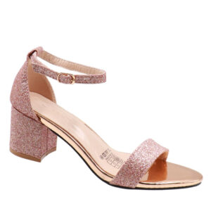 Ladies Shimmer Ankle Strap Sandal - Rose Gold