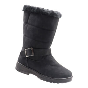 Ladies Mid Calf Stitch Detail Side Zip Boot - Black
