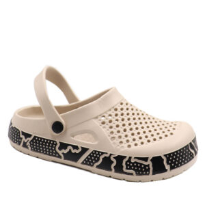 Ladies' Casual with Two Tone Hand-Painted Design Clogs-Beige