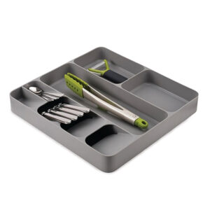 Kitchen Drawer Organizer Tray for Cutlery Utensils and Gadgets - Dark Grey