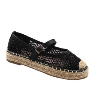 Ladies Mary Jane Espadrille Loafer - Black