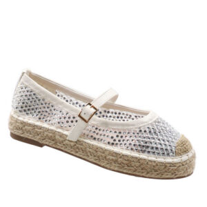 Ladies Mary Jane Espadrille Loafer - White