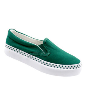 Ladies Canvas Slip On Sneaker - Green