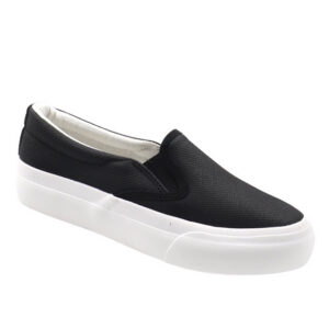 Ladies Canvas Slip On  Sneaker - Black