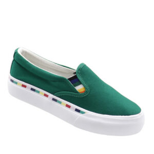 Ladies Canvas Slip On Sneaker - Green