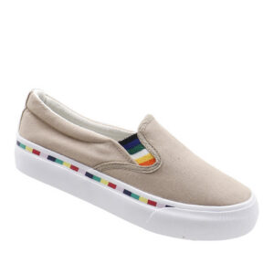 Ladies Canvas Slip On Sneaker - Khaki