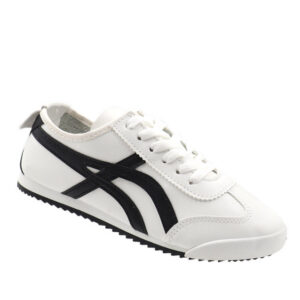 Ladies Lace Up Sneaker - White/Black