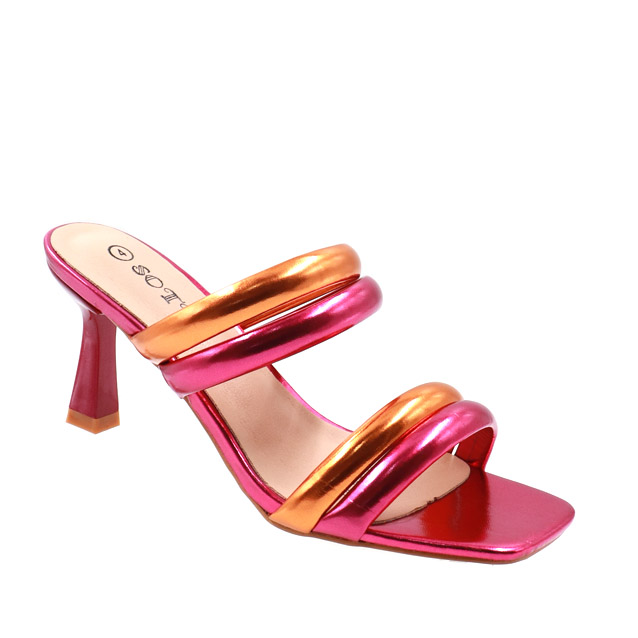 Ladies Square Toe Multi Colour Strap Sandal - Image 3